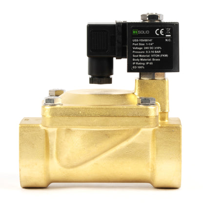 1-1/4" messing magnetventil - 24V DC, normalt lukket, 4,4-232 PSI, VITON pakning