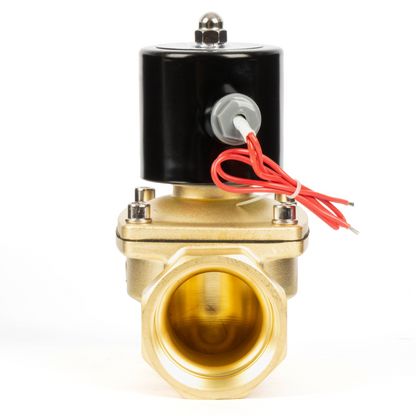 2" Brass Solenoid Valve - 24V DC Normally Closed, Viton Seal