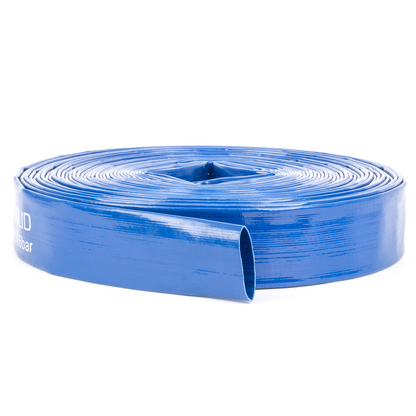 2인치 x 100피트 강화 PVC 평면 호스 - 90 PSI, 1.6mm 두께, 호스 클램프 4개 포함 (피팅 미포함)