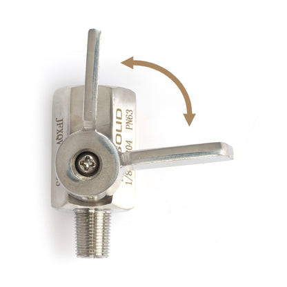 1/8" minikuleventil 304 rustfritt stål innvendig × utvendig gjenge 2 stk