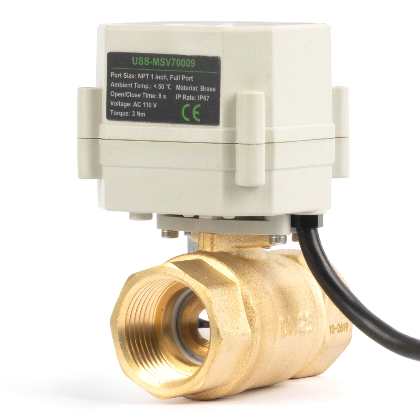 Válvula de bola motorizada de 1/2" y 2 vías con temporizador - Válvula de drenaje automática de latón con control de temporización de 00:00 a 99:59:59, IP67, CA/CC 9–24 V