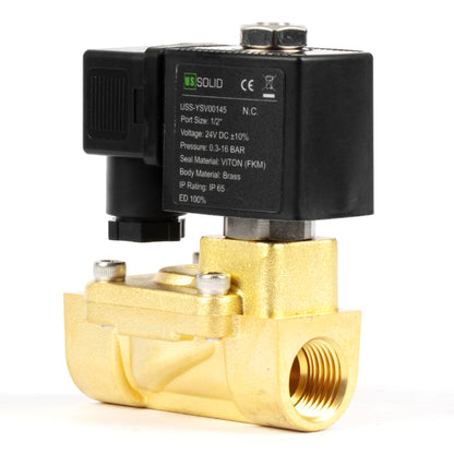 1/2" messing magnetventil - 24V DC, normalt lukket, 4,4-232 PSI, VITON pakning