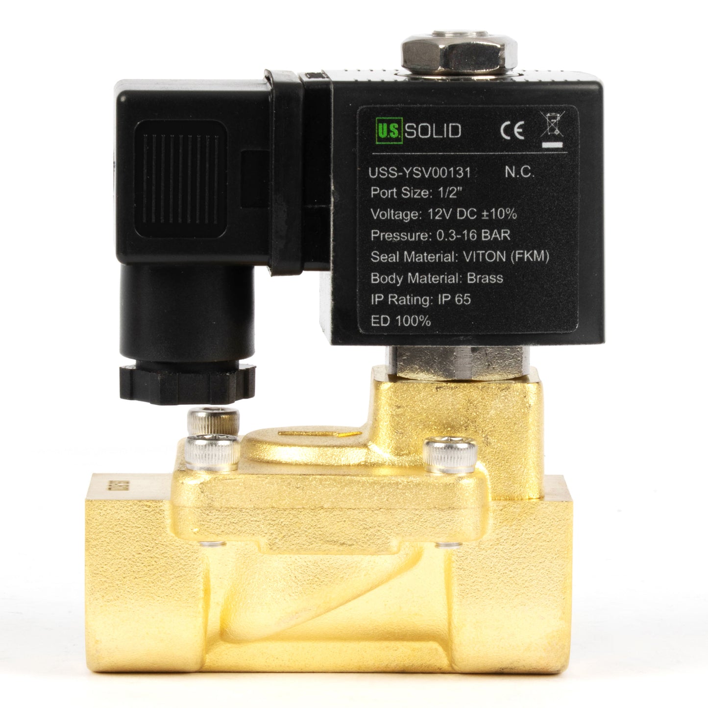 Ηλεκτρομαγνητική βαλβίδα ορείχαλκου 1/2" - 12V DC, Κανονικά κλειστή, 4.4-232 PSI, Σφραγίδα VITON