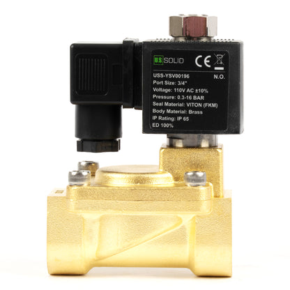 صمام لولبي نحاسي ¾ بوصة - 110 فولت تيار متردد/220 فولت تيار متردد، مفتوح عادةً، 4.4-232 رطل لكل بوصة مربعة، مانع تسرب من الفيتون