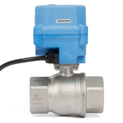 1-1/4" Stainless Steel Motorized Ball Valve - 110V AC Brass Electric Ball Valve, Auto Return, Normally Closed