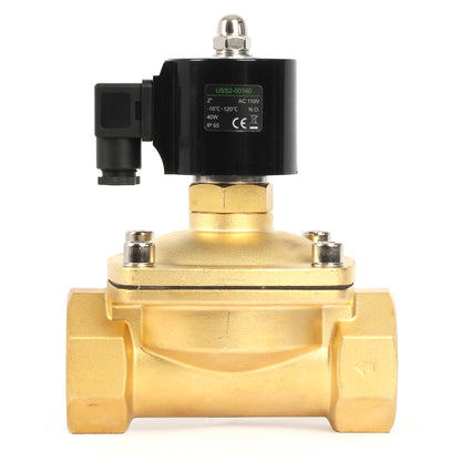 صمام الملف اللولبي الأمريكي الصلب مقاس 2 بوصة - صمام الملف اللولبي 110 فولت تيار متردد، جسم نحاسي، مغلق عادةً، مانع تسرب فيتون 