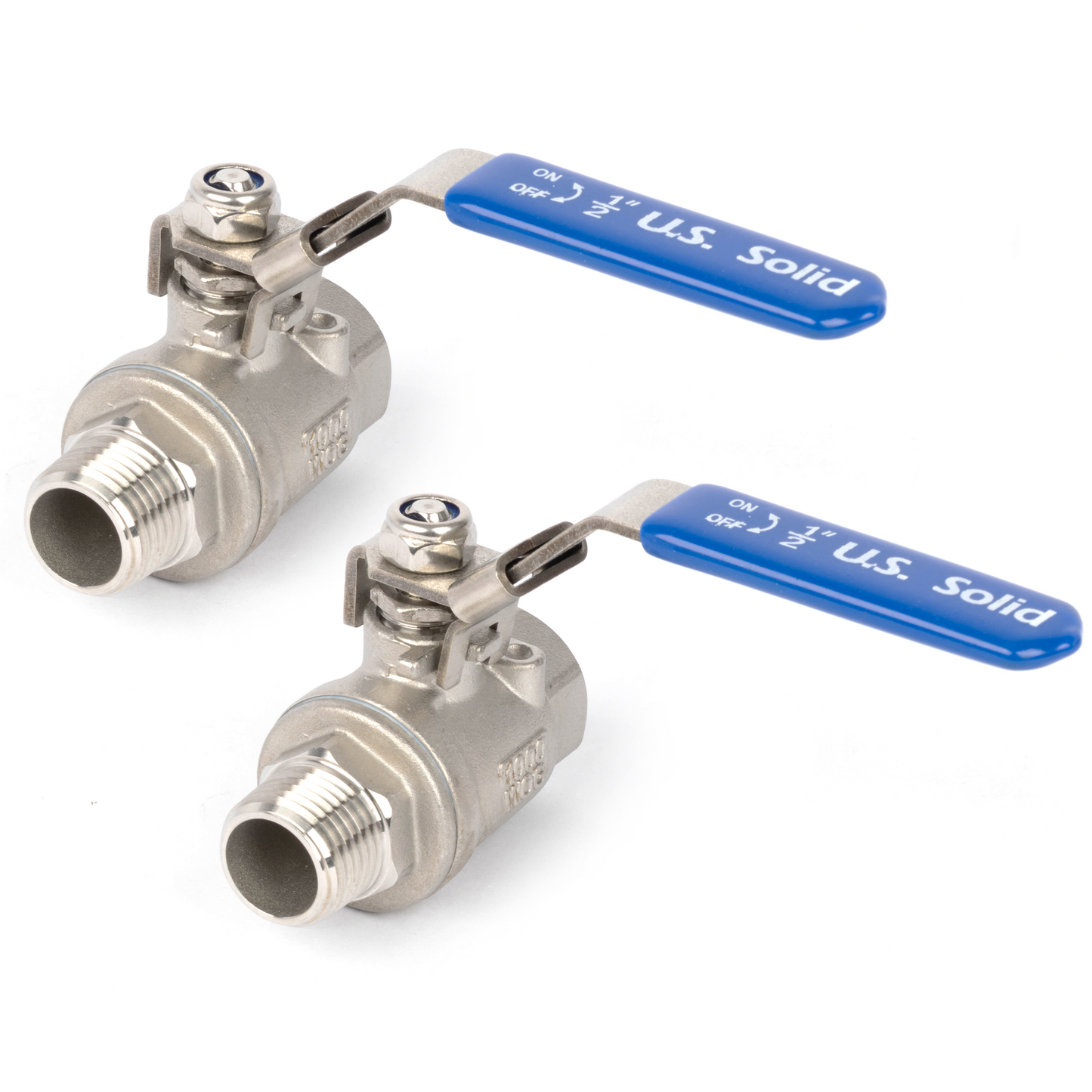 1/2" Ball Valve, Pack of 2 – Male x Female 304 Stainless Steel Heavy Duty, 1000WOG, Full Port with Anti-Misoperation Lock