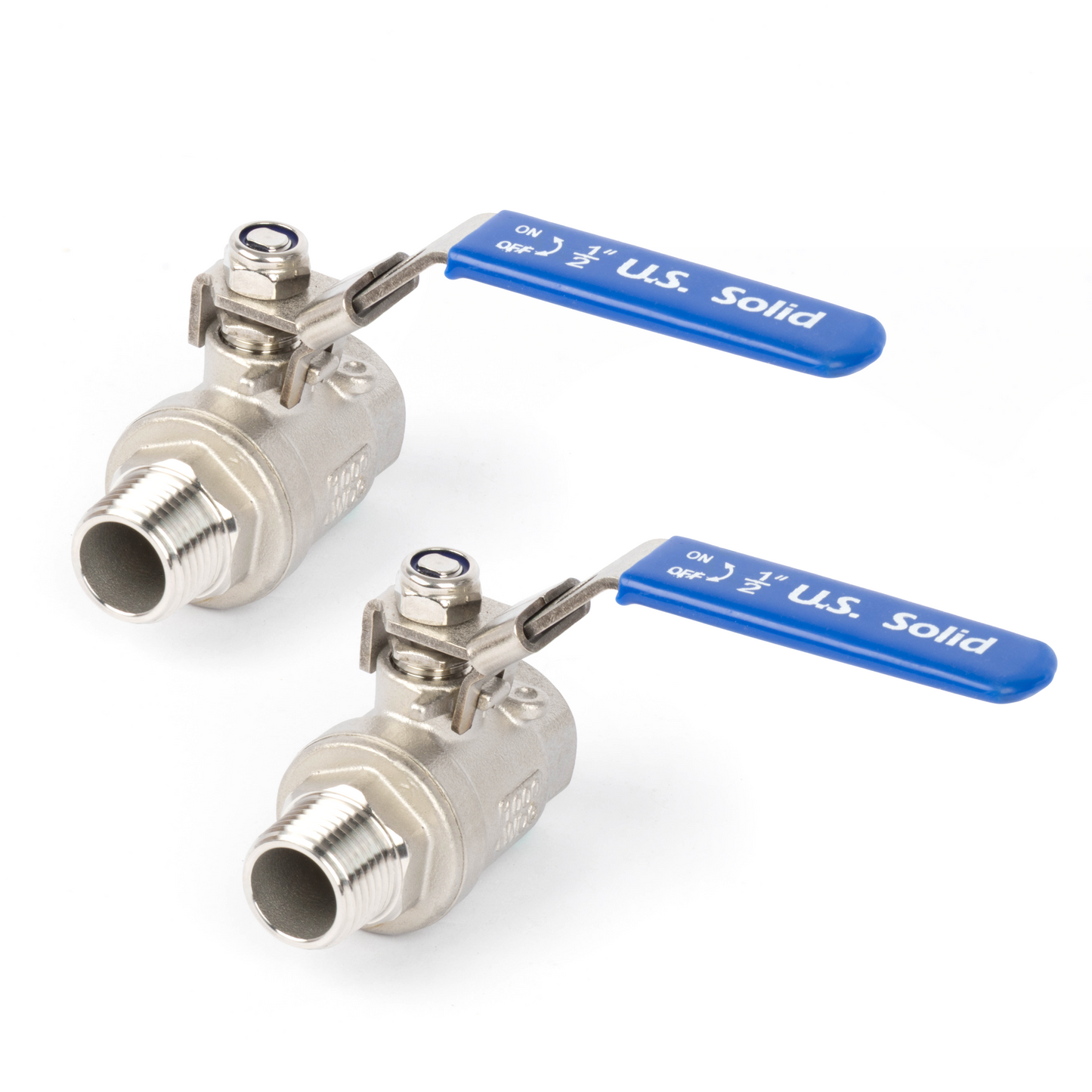 1/2" Ball Valve, Pack of 2 – Male x Female 316 Stainless Steel Heavy Duty, 1000WOG, Full Port with Anti-Misoperation Lock