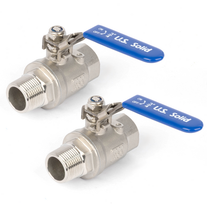 3/4" Ball Valve, Pack of 2 – Male x Female 304 Stainless Steel Heavy Duty, 1000WOG, Full Port with Anti-Misoperation Lock