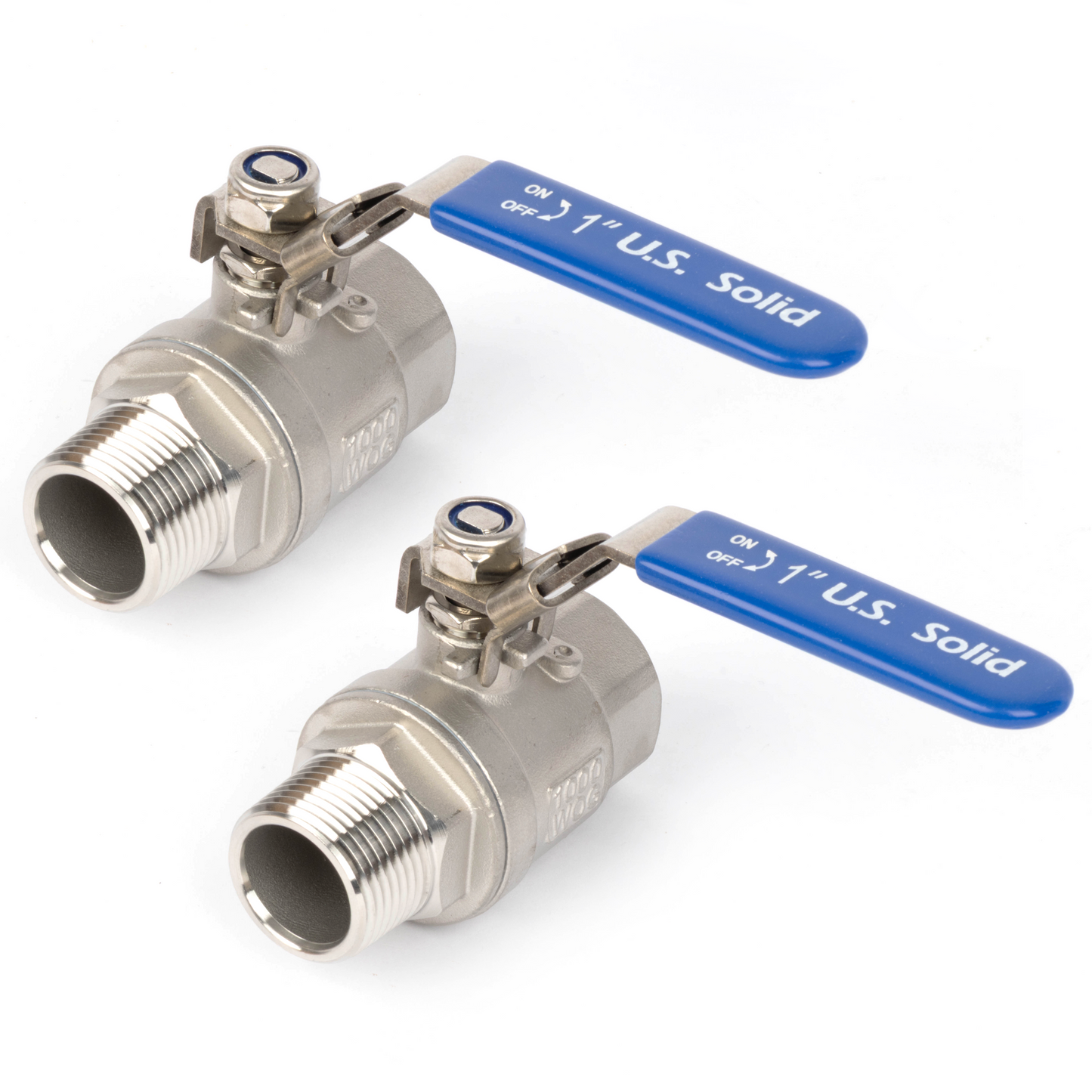 1" Ball Valve, Pack of 2 – Male x Female 304 Stainless Steel Heavy Duty, 1000WOG, Full Port with Anti-Misoperation Lock