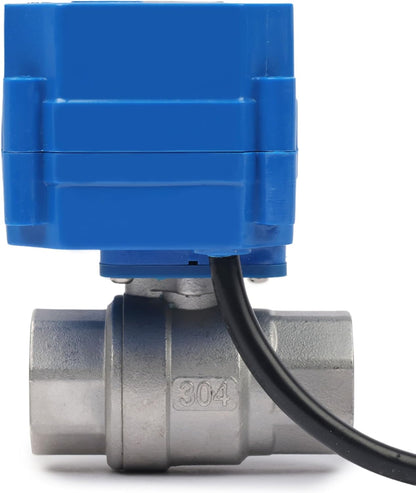 U.S. Solid 3/4" Motorized Ball Valve, 110VAC, Stainless Steel, Auto Return, Normally Closed, with US Plug