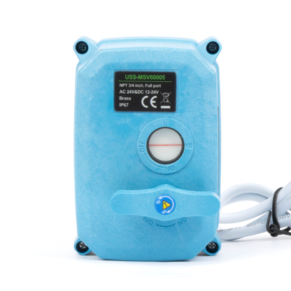 3/4" Quick-Release Motorized Ball Valve - Brass, DC12~24V/AC24V, 2-Wire Auto-Return with Manual Override, IP67