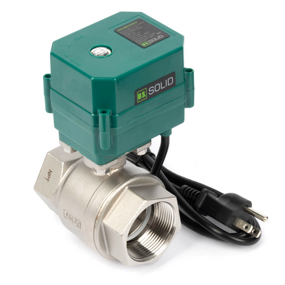 U.S. Solid 1-1/2" Μηχανοκίνητη σφαιρική βαλβίδα, 110VAC, ανοξείδωτο ατσάλι, αυτόματη επιστροφή, κανονικά κλειστό, με βύσμα ΗΠΑ