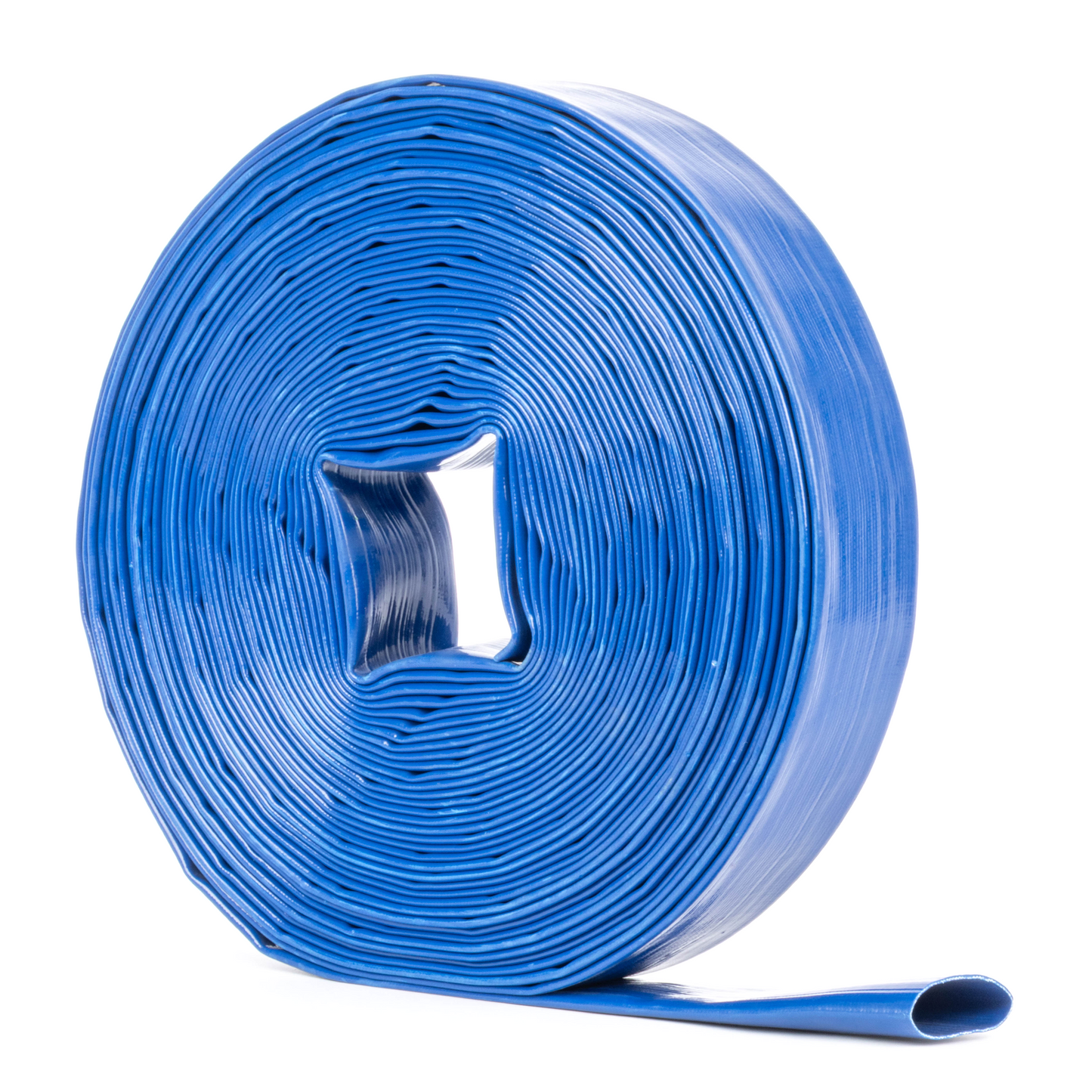 2인치 x 100피트 강화 PVC 평면 호스 - 90 PSI, 1.6mm 두께, 호스 클램프 4개 포함 (피팅 미포함)