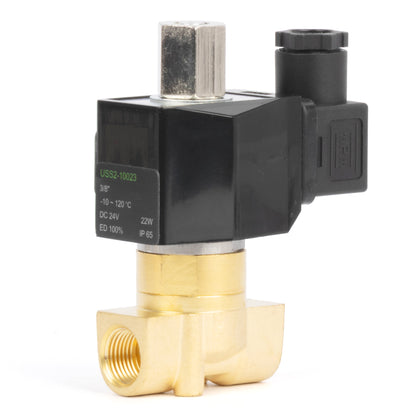 Katup Solenoid Elektrik Kuningan 3/8", DC 24V, Normally Open, Segel Viton