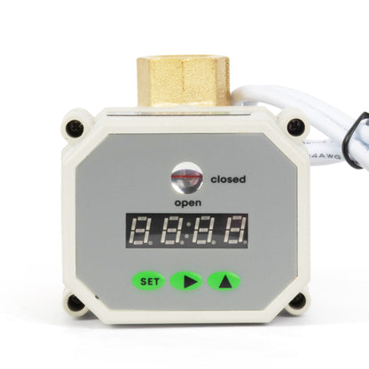 1/2" Motorized Ball Valve with Timer, Auto-Return Fail Safe & Power-Off Memory, 2-Way Brass Electric Actuator, IP67, AC/DC 9-24V
