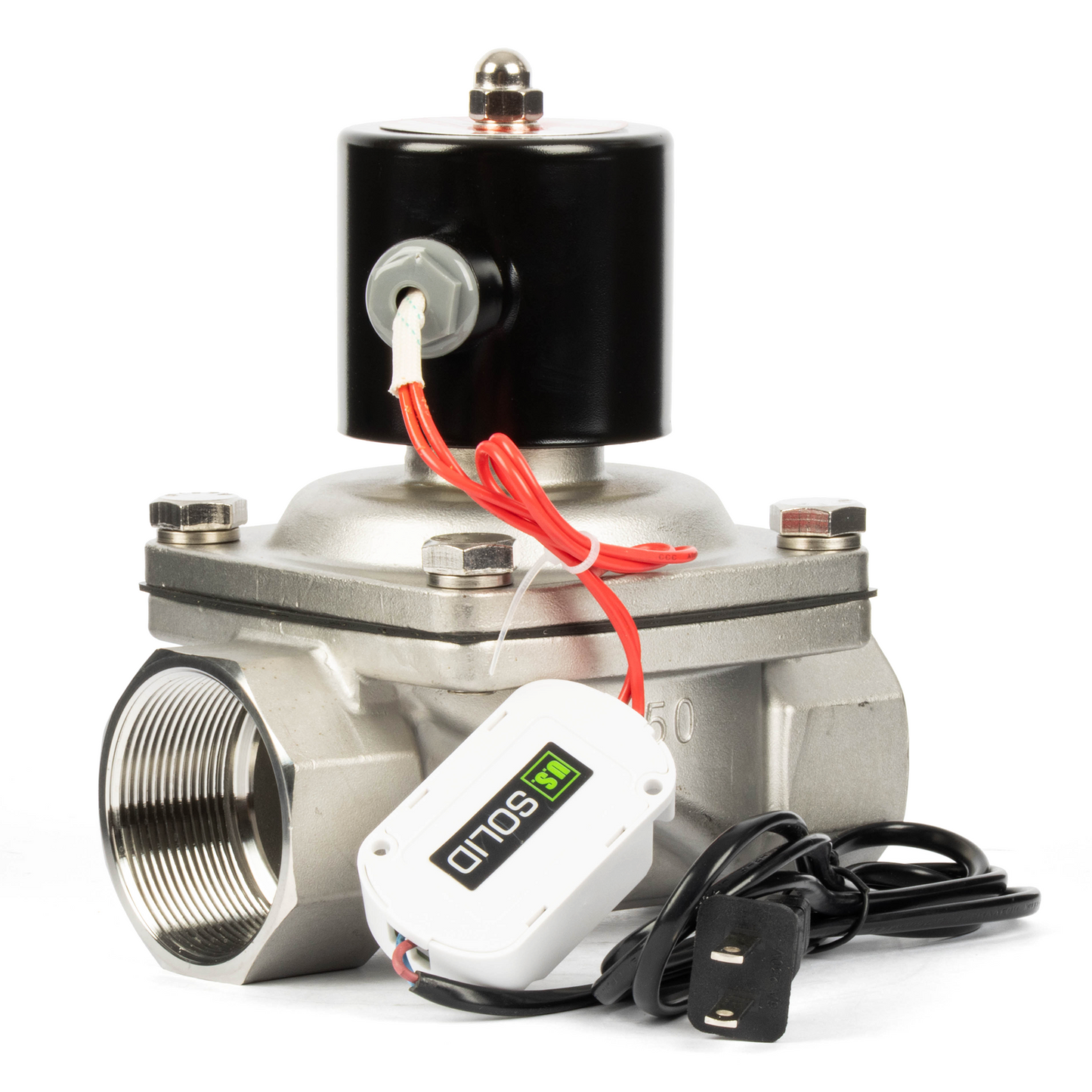 Stainless Steel Solenoid Valve 2" - 110V AC Smart Wi-Fi APP-Controlled Normally Closed