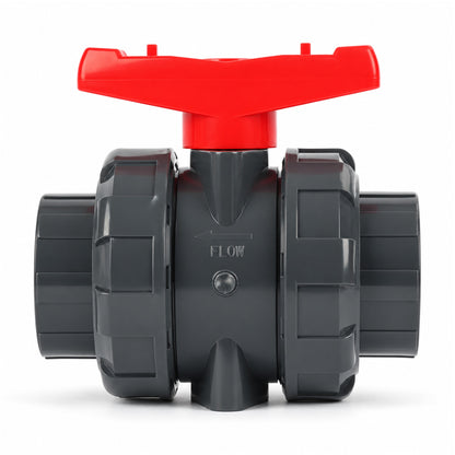 Katup Bola Sambungan Sejati PVC 2", Port Penuh, Soket Selip, Kompatibel dengan Schedule 40 dan 80, 150 psi, Dudukan PTFE, O-Ring EPDM, Paket 2 Buah