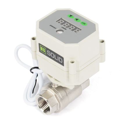1/2" Motorized Ball Valve with Timer, Auto-Return Fail Safe & Power-Off Memory, 2-Way 304SS Electric Actuator, IP67, AC/DC 9-24V