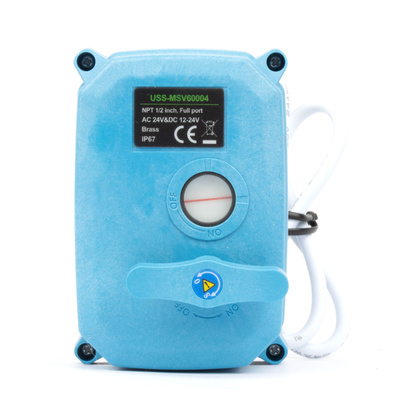 1/2" Quick-Release Motorized Ball Valve - Brass, DC12~24V/AC24V, 2-Wire Auto-Return with Manual Override, IP67