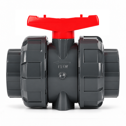 4" PVC True Union Ball Valve, Full Port, Slip Socket, Schedule 40 and 80 Compatible, 150 psi, PTFE Seat, EPDM O-Ring