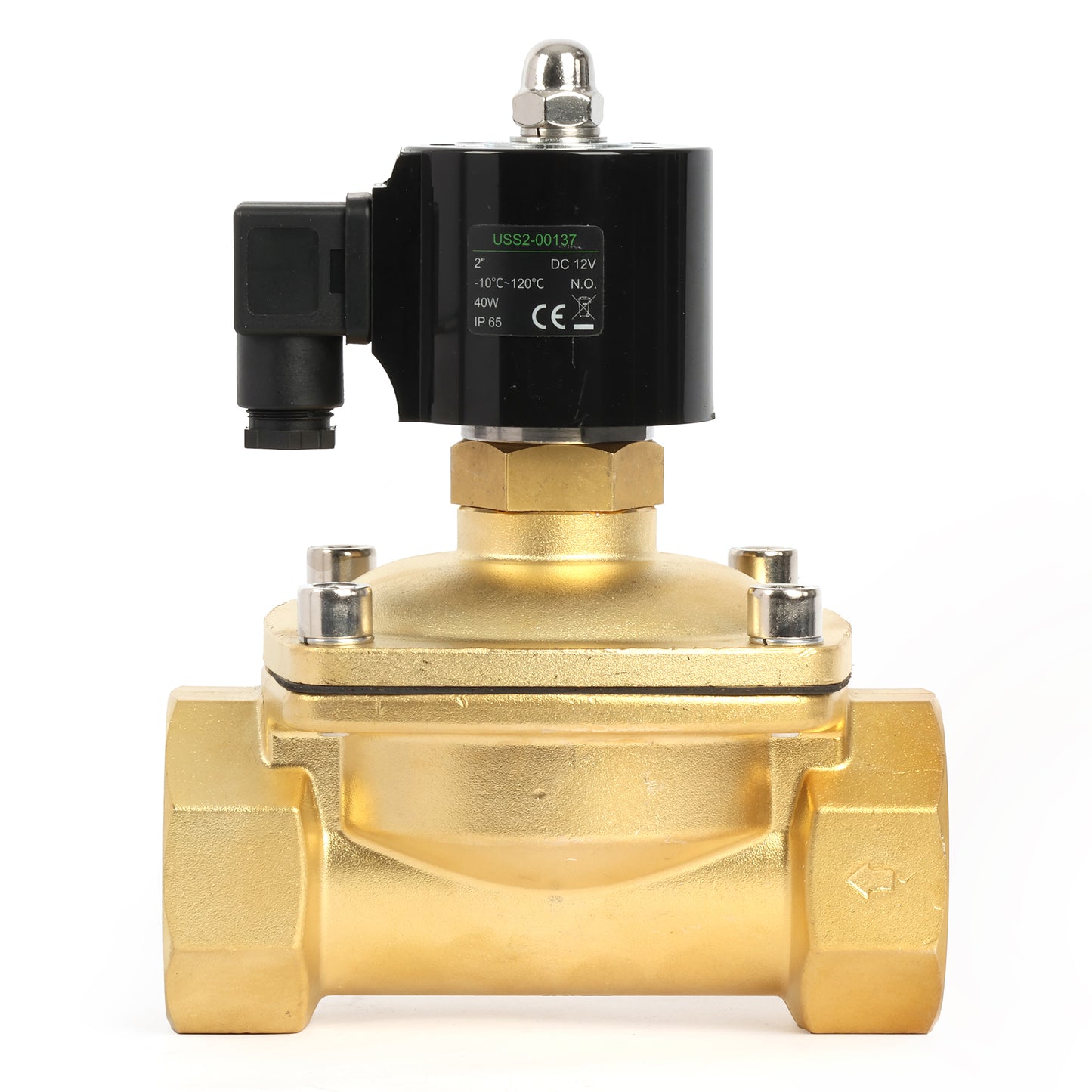 2"-Magnetventil – 12-V-Gleichstrom-Magnetventil, Messing, normalerweise offen, Viton-Dichtung