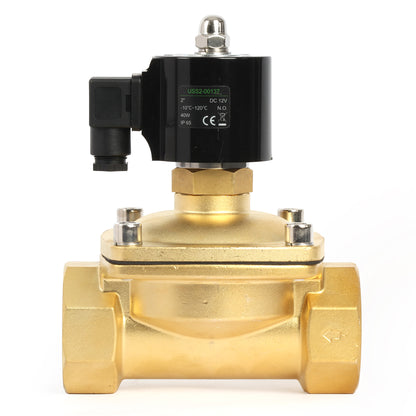 2"-Magnetventil – 12-V-Gleichstrom-Magnetventil, Messing, normalerweise offen, Viton-Dichtung