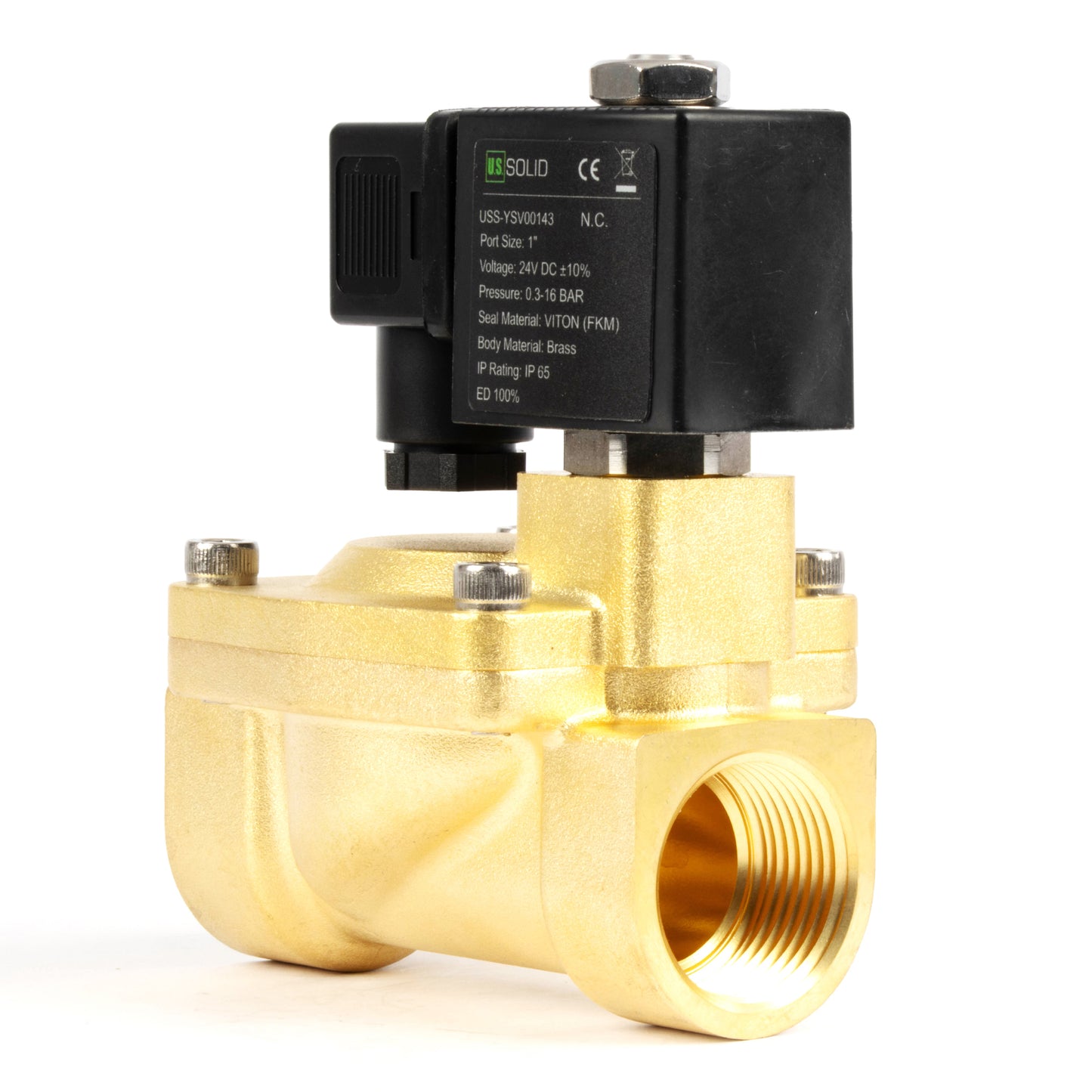 1-calowy zawór elektromagnetyczny mosiężny - 24 V DC, normalnie zamknięty, 4,4-232 PSI, uszczelka VITON