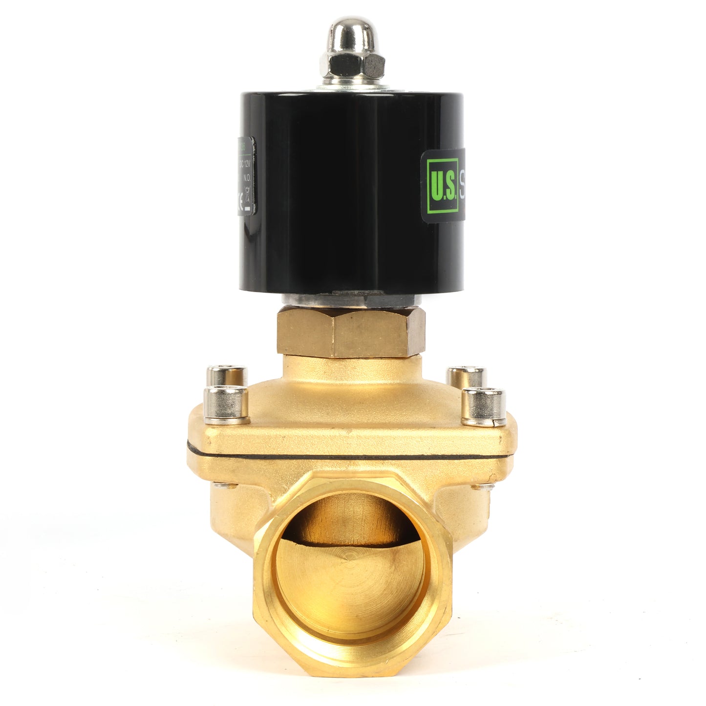 U.S. Solid Magnetventil – 1-1/2" 12 V DC, elektrisches Magnetventil aus Messing, normalerweise offen, VITON-Dichtung