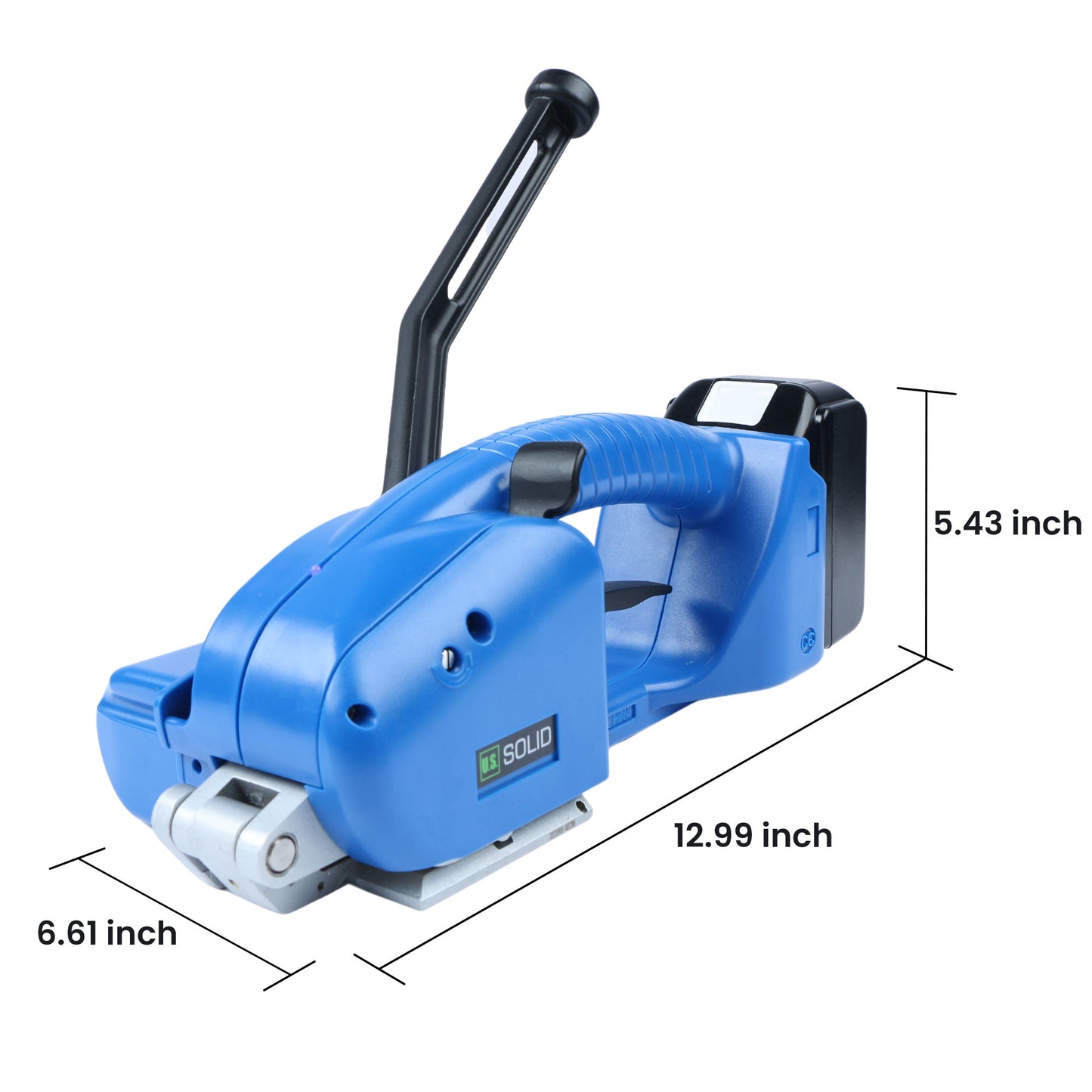 Flejadora eléctrica semiautomática con batería de 2 x 4000 mAh y pantalla LCD para flejes de PP y PET de 1/2 a 5/8 pulgadas de US SOLID