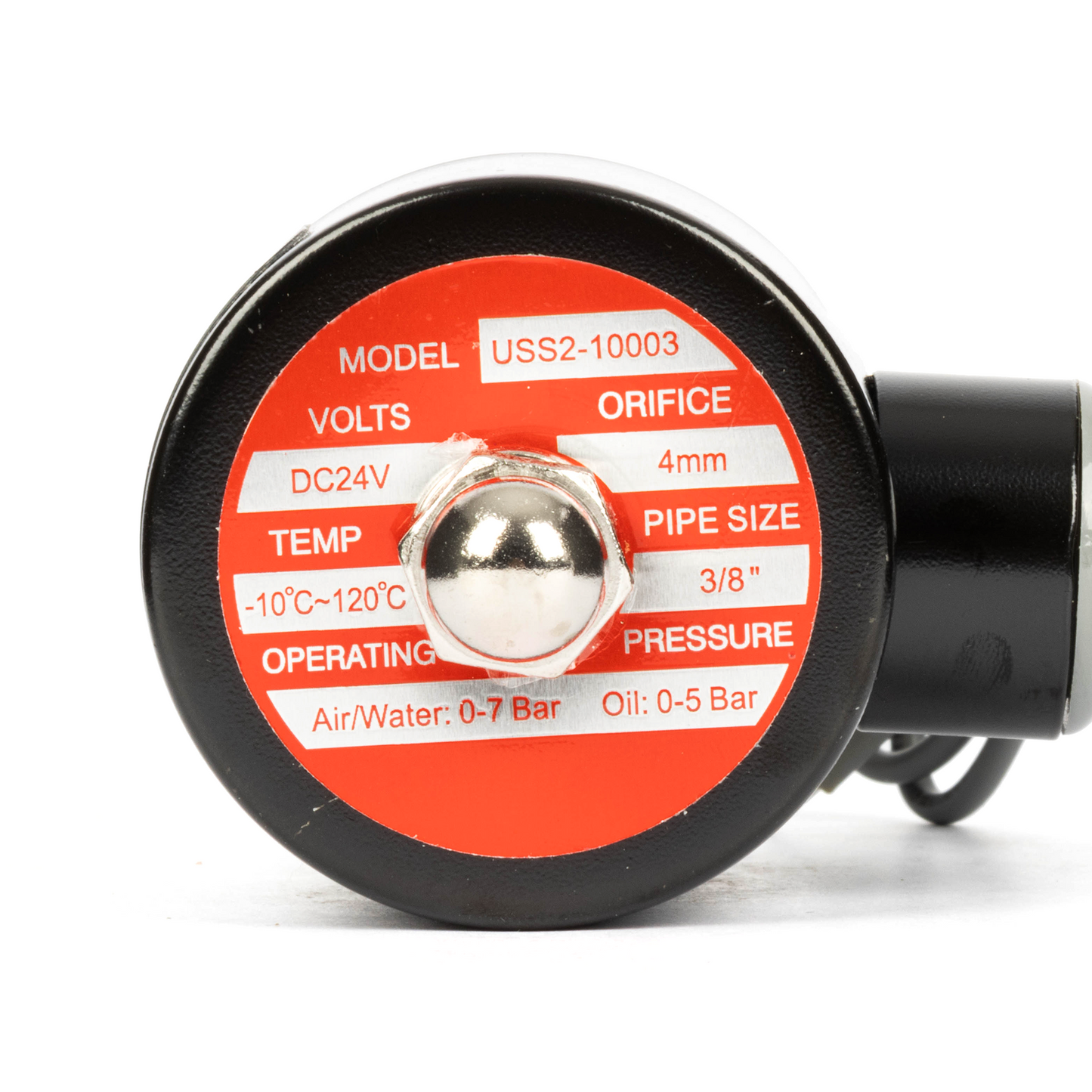 3/8" Stainless Steel Solenoid Valve - 24V DC Normally Closed, Viton Seal