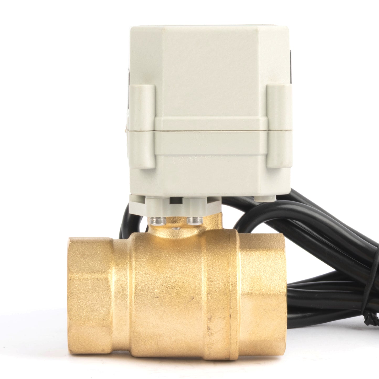 Válvula de bola motorizada de 1/2" y 2 vías con temporizador - Válvula de drenaje automática de latón con control de temporización de 00:00 a 99:59:59, IP67, CA/CC 9–24 V