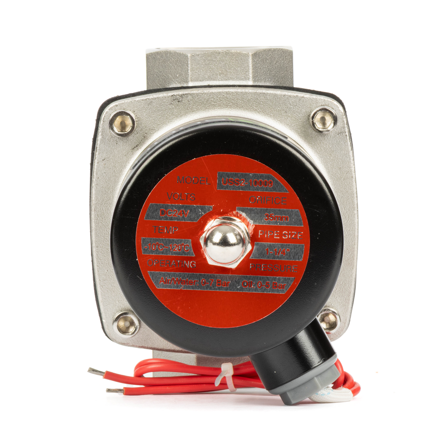 1-1/4" Stainless Steel Solenoid Valve - 24V DC Normally Closed, Viton Seal