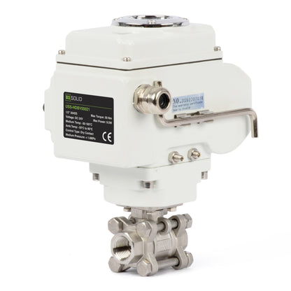 1/2" Electric Actuated Ball Valve, DC 24V Heavy Duty 3-Piece Industrial Ball Valve,304SS, ON/OFF Type, Dry Contact