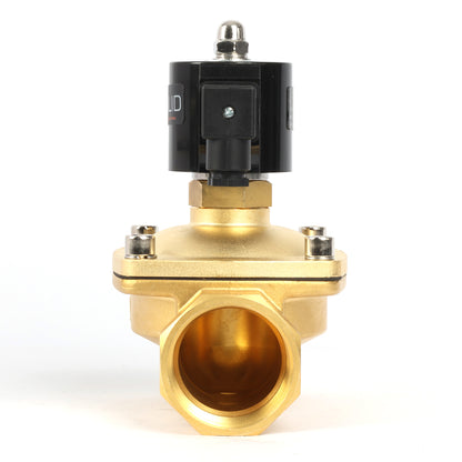 صمام الملف اللولبي الأمريكي الصلب مقاس 2 بوصة - صمام الملف اللولبي 110 فولت تيار متردد، جسم نحاسي، مغلق عادةً، مانع تسرب فيتون 