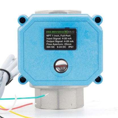 Injap Bola Bermotor Berkadar 1" - Keluli Tahan Karat, DC 9–24V, 5-Wayar dengan Penunjuk Kedudukan, IP67, Port Penuh