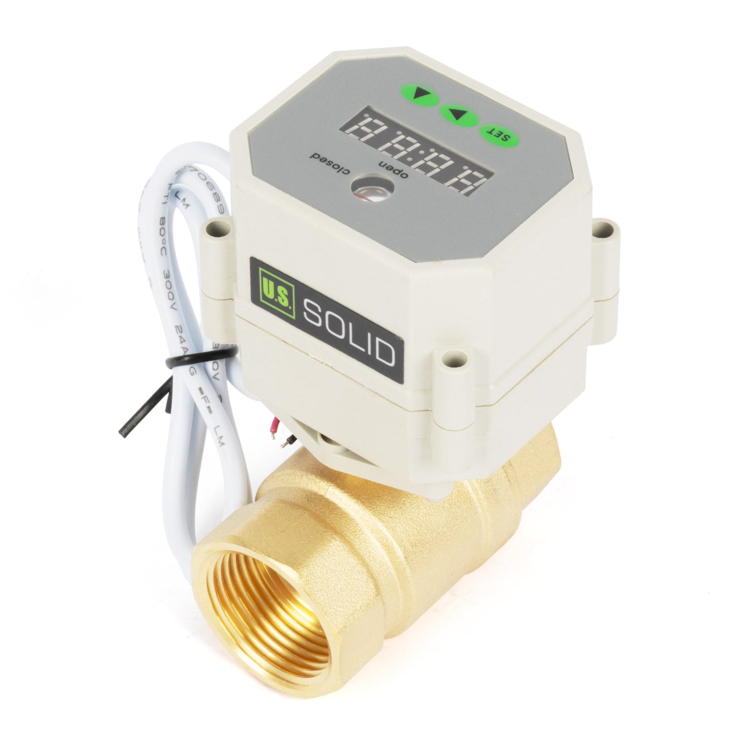 1" 2-drożny zawór kulowy z napędem silnikowym, z timerem, mosiężny, automatyczny zawór spustowy z kontrolą czasową 00:00–99:59:59, IP67, AC/DC 9–24 V