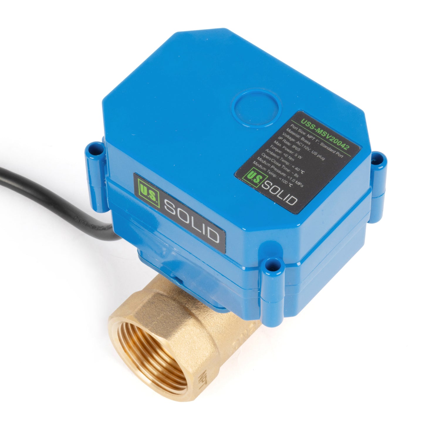 Válvula de esfera motorizada de latão de 1" com plugue, porta padrão, retorno automático 110V/220V AC, normalmente aberta