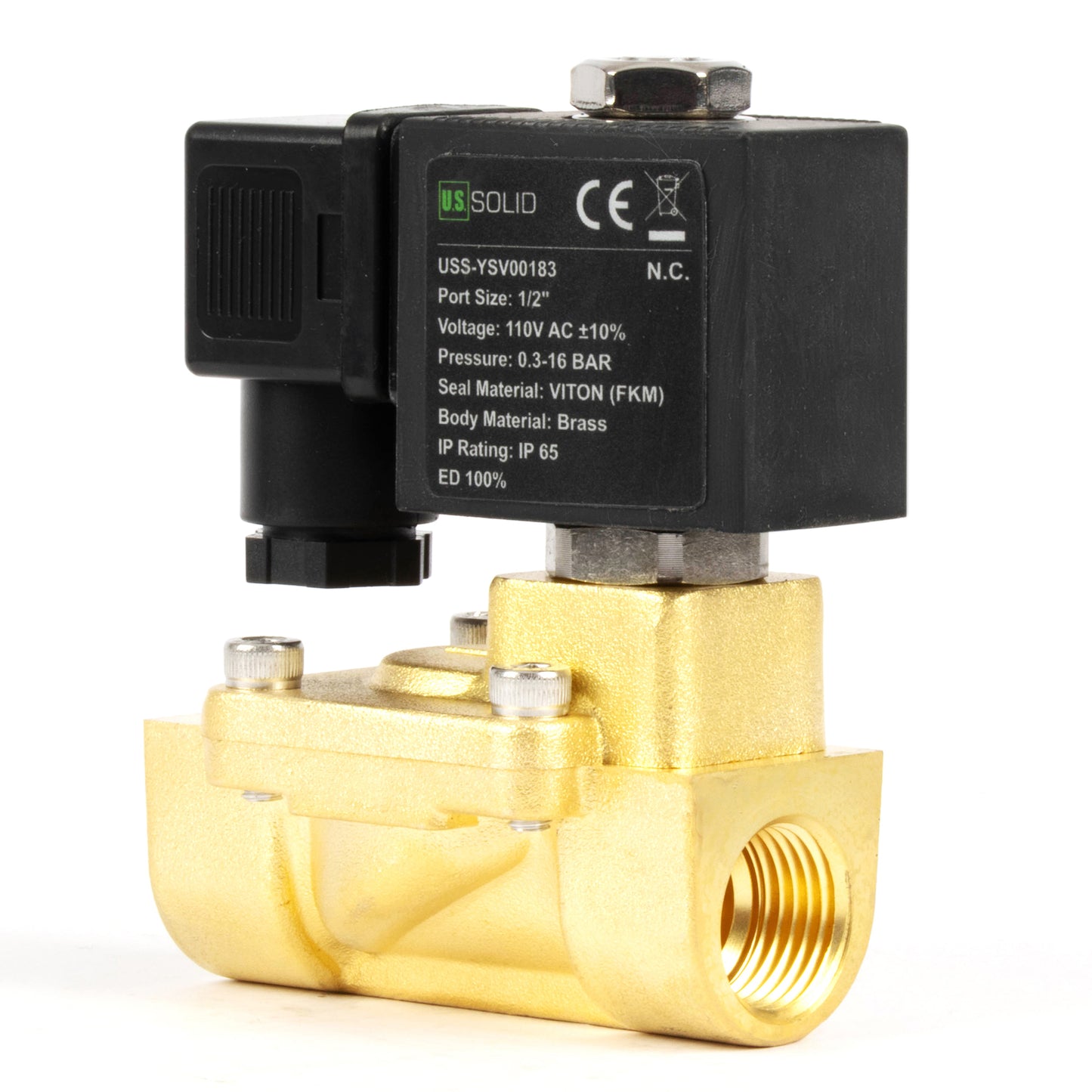 Ηλεκτρομαγνητική βαλβίδα ορείχαλκου 1/2" - 110V / 220V AC, Κανονικά κλειστή, 4,4-232 PSI, Σφραγίδα VITON