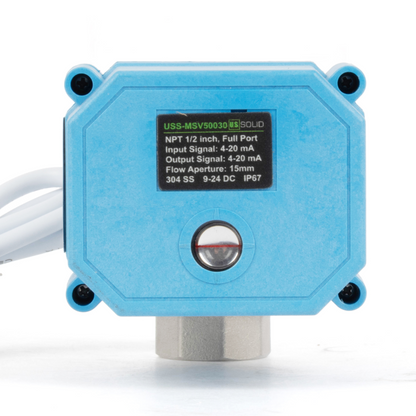 Injap Bola Bermotor Berkadar 1/2" - Keluli Tahan Karat, DC 9–24V, 5-Wayar dengan Penunjuk Kedudukan, IP67, Port Penuh