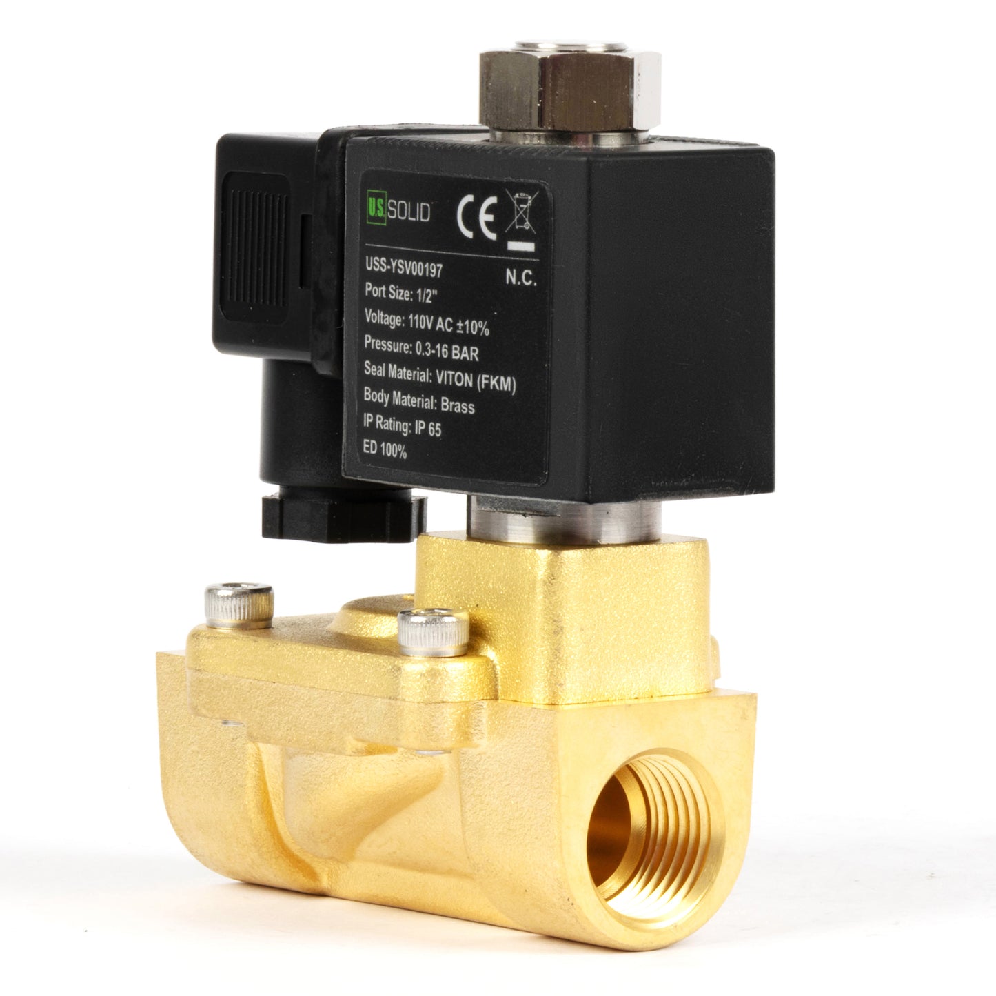 Ηλεκτρομαγνητική βαλβίδα ορείχαλκου 1/2" - 110V AC/220V AC, Κανονικά ανοιχτή, 4.4-232 PSI, Στεγανοποίηση VITON