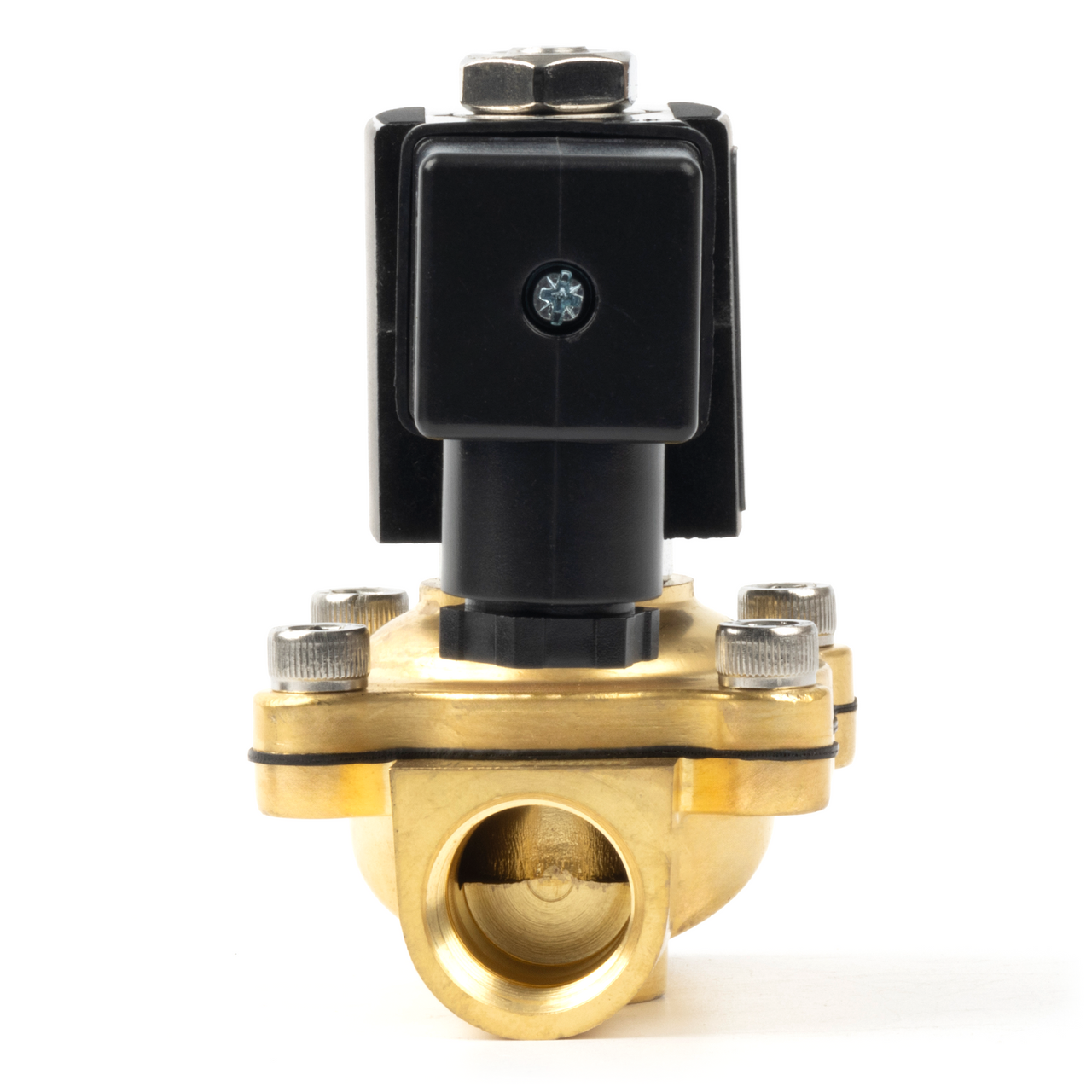 1/2" Brass Electric Solenoid Valve - 12V DC, Normally Closed, 145 PSI, VITON