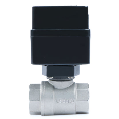 1/2" Motorized Ball Valve - Stainless Steel Electric Ball Valve with 3 Indicator Lights - 2 Wire Auto Return, Normally Closed, 9-36V AC/DC by U.S. Solid