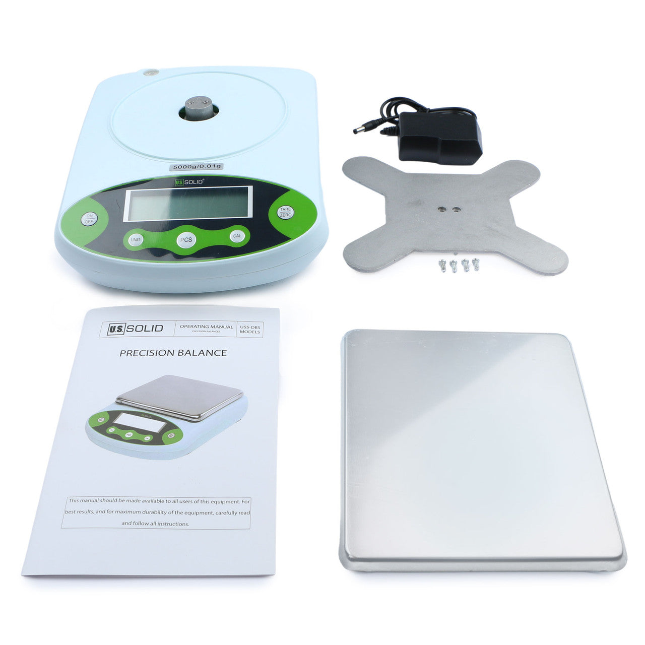 U.S. Solid Electronic Precision Balance Digital Lab Scale 5 kg x 0.1 g, AC/DC Power Ways