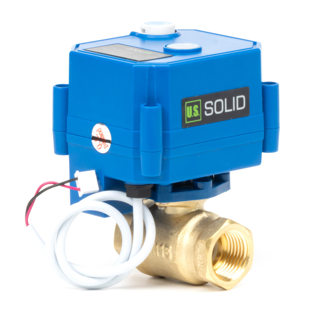 1/2" Motorized Ball Valve with Manual Function - 2 Wire Auto Return, Brass, 85-265V AC, Full Port, Normally Closed