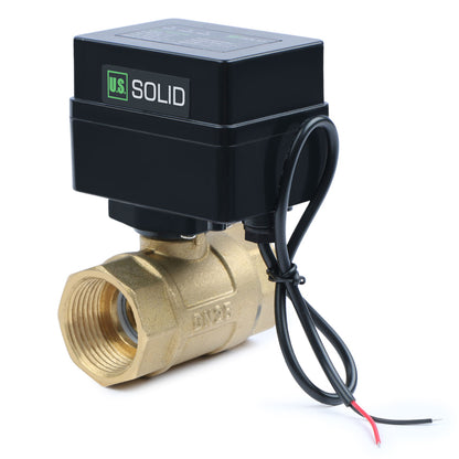 1" Motorized Ball Valve - Brass Electric Ball Valve with 3 Indicator Lights - 2 Wire Auto Return, Normally Closed, 9-36V AC/DC by U.S. Solid