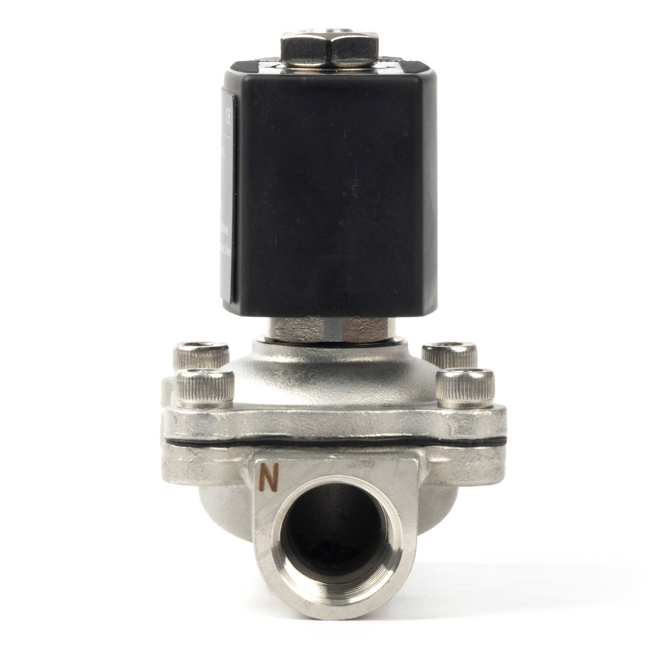 1/2" Stainless Steel Electric Solenoid Valve - 12V DC, Normally Closed, 145 PSI, VITON