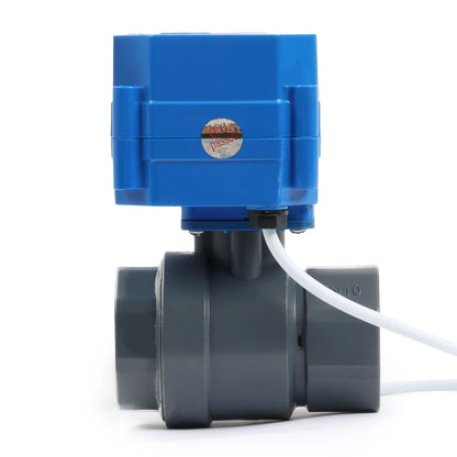 1" UPVC Motorized Ball Valve - 110V AC Plastic Electrical Ball Valve with Standard Port, 2 Wire Auto Return, Normally Closed