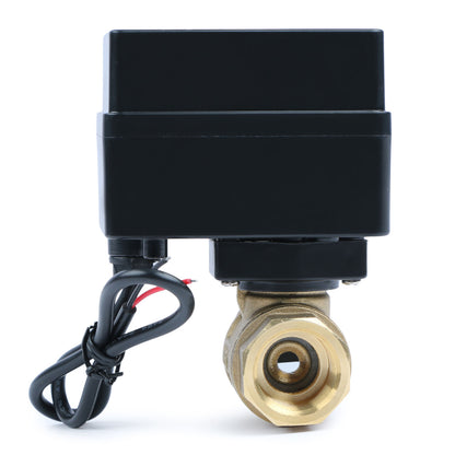 1/2" Motorized Ball Valve - Brass Electric Ball Valve with 3 Indicator Lights - 2 Wire Auto Return, Normally Closed, 9-36V AC/DC by U.S. Solid