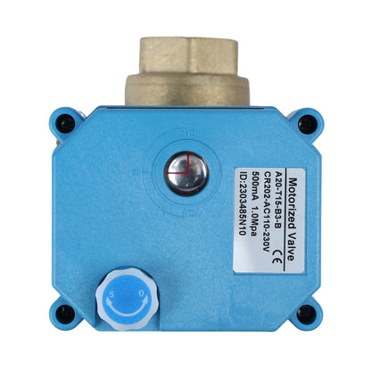 U.S. Solid 3/4" 3 Way Brass Motorized Ball Valve, AC110-230V, L Type, Standard Port, with Manual Function, IP67